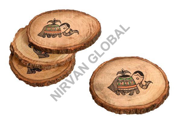 Tribal Art Round Wooden Coaster