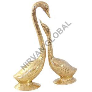 Brass Love Birds Swan Set